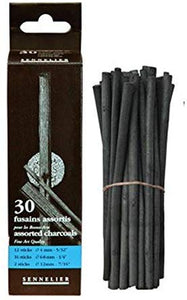 BOX OF 30 ASSORTED CHARCOAL