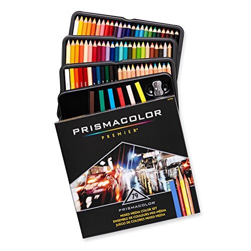 Prismacolor Premier Mixed Media Set, Colored Pencils-Art Stix-Pencil Sharpener, Assorted Colours, 79-Count
