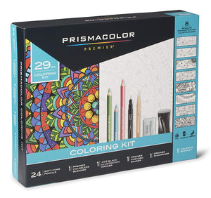 Prismacolor Premier Pencils Adult Mandala Coloring Kit with Blender, Art Marker, Eraser, Sharpener & Booklet, 29 Piece