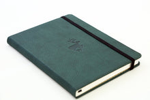 Load image into Gallery viewer, •Notebooks of beauty - hardcover bound with PU leather, radius corners, coloured endpapers, perforated 100gr/m² cream pages, inner pocket and elastic closure. Also includes a pen holder - perfect - Dingbats* Notebooks (journal, diary, bullet journal, office notebook, leather notebook)