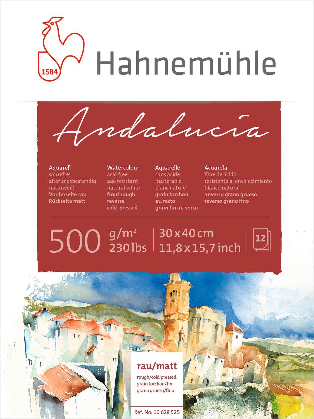 WATERCOLOUR PAPER  ANDALUCIA  ROUGH FRONT MATT REVERSE 500GSM